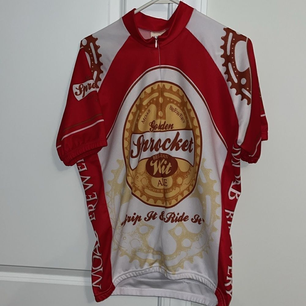 Utah Moab Brewery Beer Wit ale sprocket Men’s Cycling bike jersey L world class